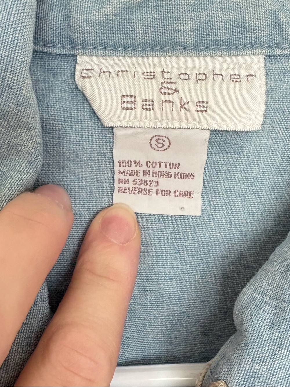 Christopher & Banks Light Wash Embroidered Collar Denim Jacket Size S - Picture 3 of 9